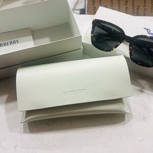 Burberry Light Cream Sunglasses Case with Embossed Logo
